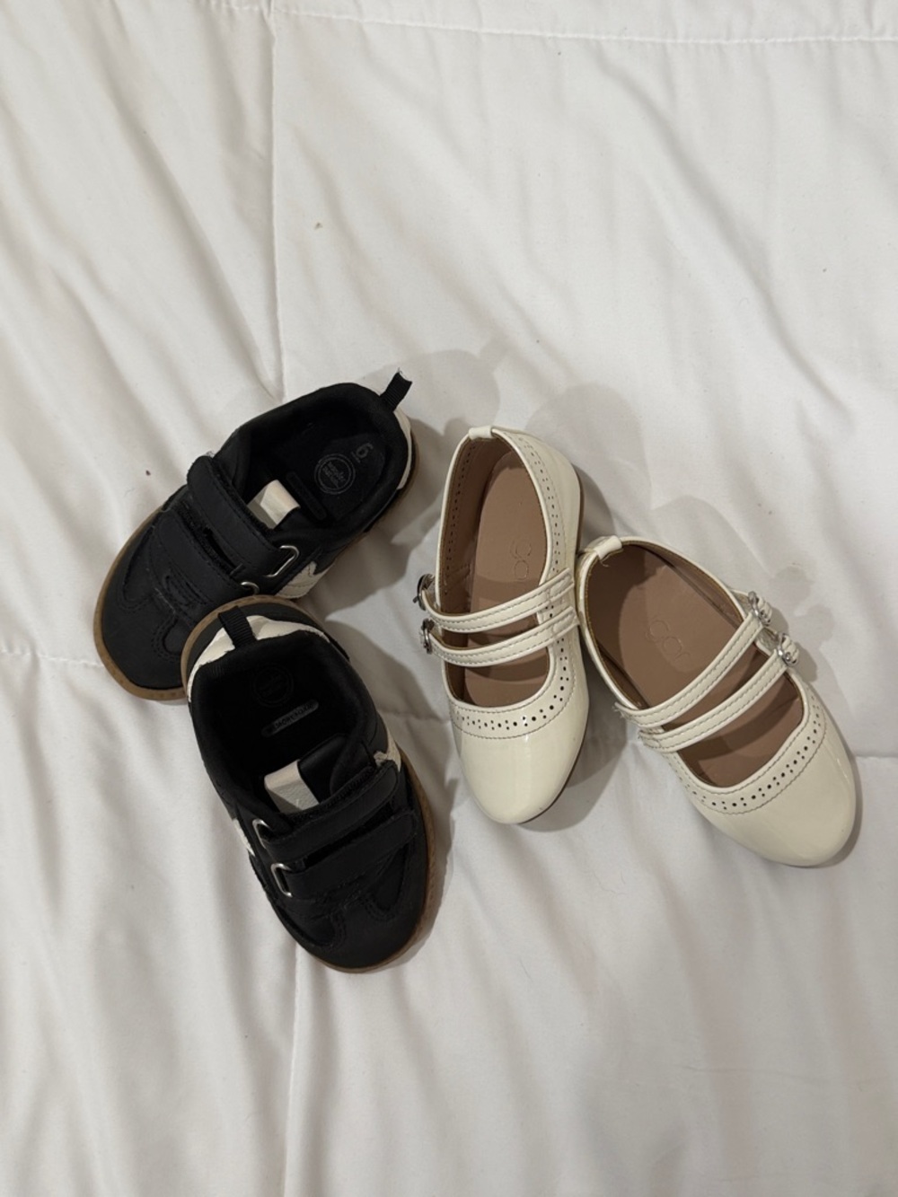 Kids Mary Jane Dress Shoes and Casual Sneakers Set - White & Black
